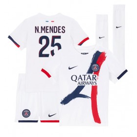 Paris Saint-Germain Nuno Mendes #25 Borta Kläder Barn 2024-25 Kortärmad (+ Korta byxor)